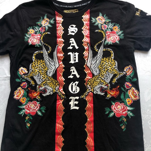 Switch Remarkable Limited Edition Black Embroidered Tiger T-Shirt Men’s Size S - Picture 6 of 16